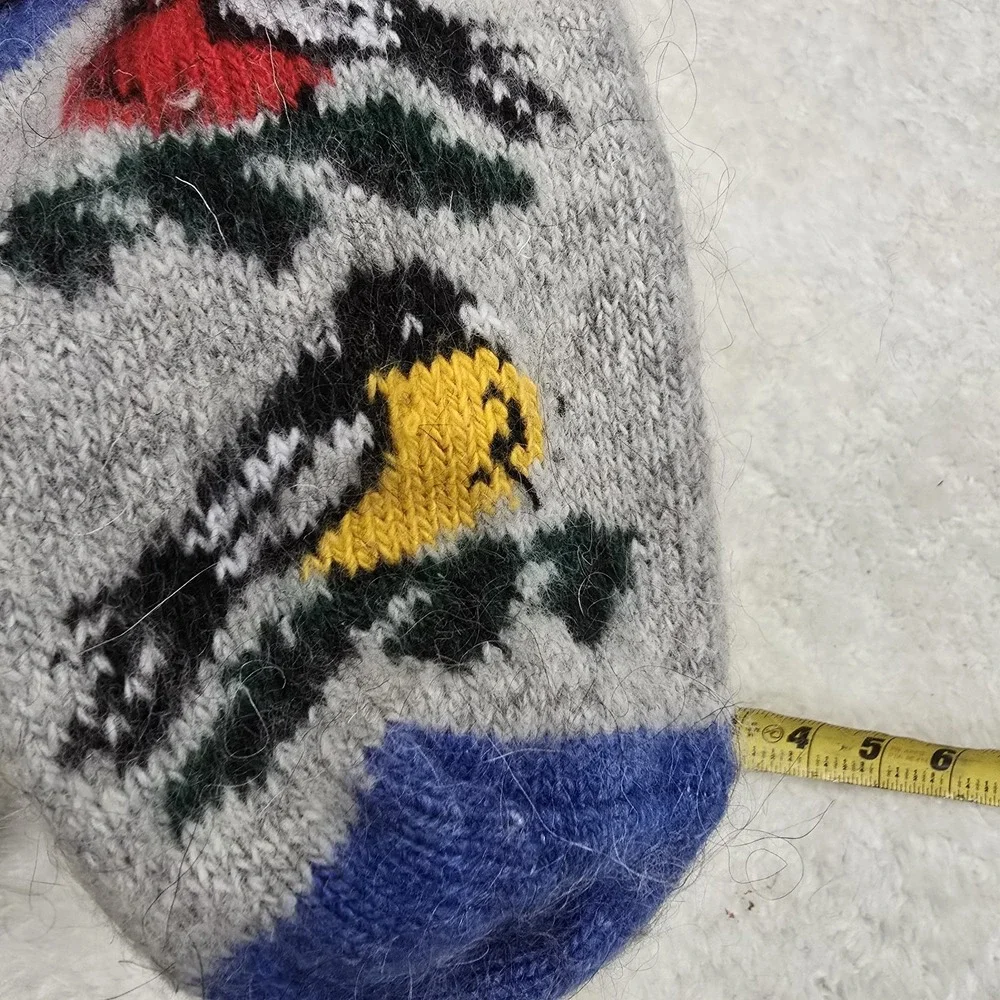 Handmade 100% Natural Goat Down Socks Fuzzy Warm‎ Wool Knitted Bird Motif Large